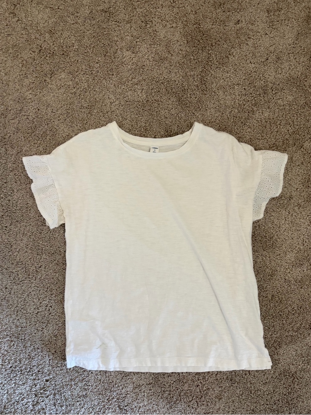 Old Navy White Short Sleeve Eyelet Flutter Tee
